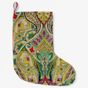 India seamless paisley pattern, decorative border. small christmas stocking
