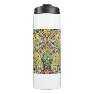 India seamless paisley pattern, decorative border. thermal tumbler