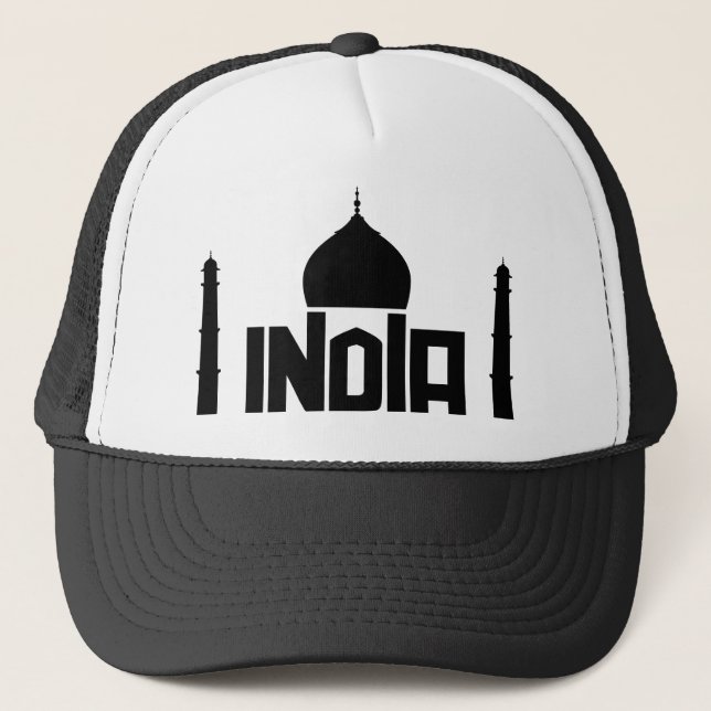 India Souvenir funny Taj Mahal Typography Trucker Hat (Front)