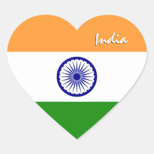 India Sticker, Heart, Patriotic Indian Flag Heart Sticker