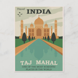 India Taj Mahal Vintage Travel Postcard