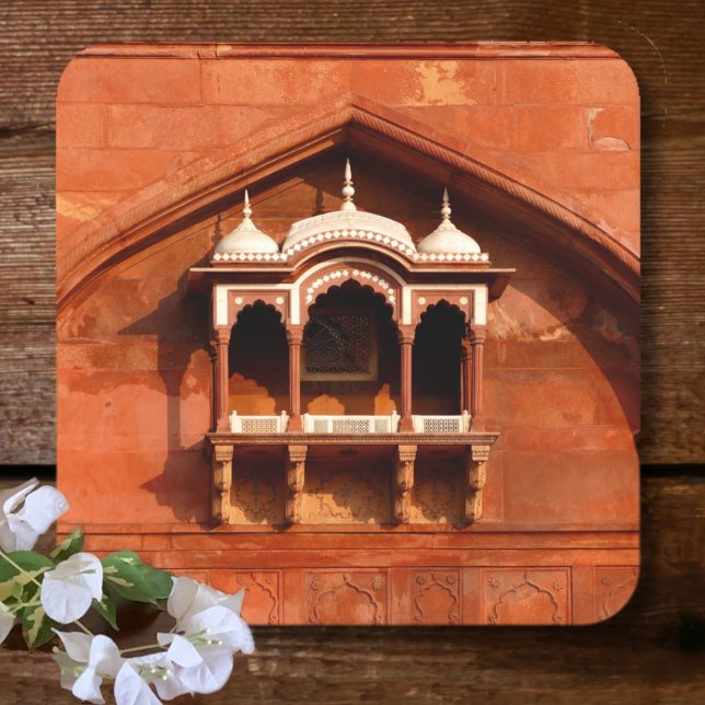 India Temple Wall Square Paper Coaster (Creator Uploaded)