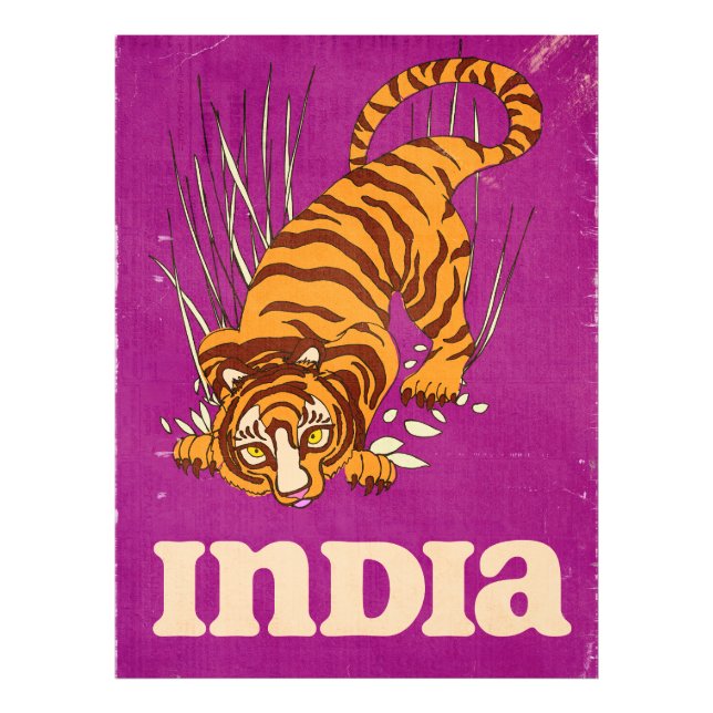 India Tiger Vintage travel poster (Front)