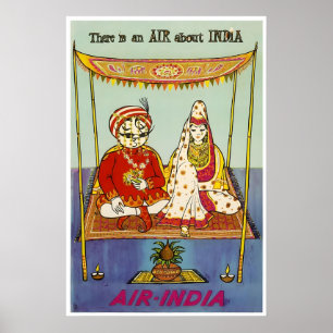 India Travel Art Air India Poster Indian Maharajah