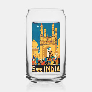 India Travel Poster Can Glass