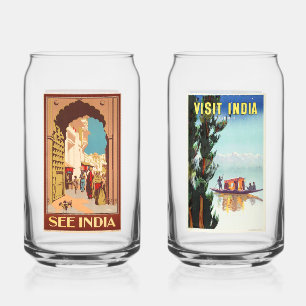 India Travel Poster Can Glass