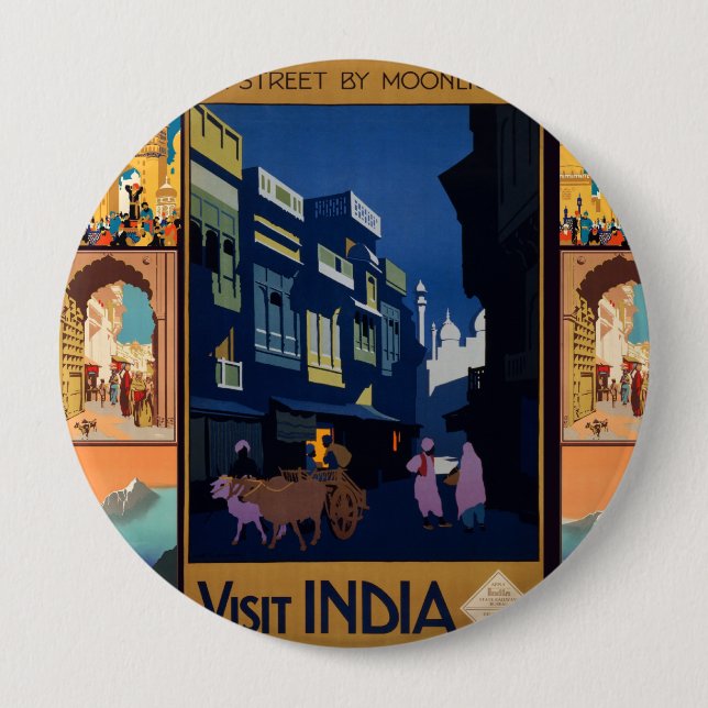 India Travel Poster collage button (Front)