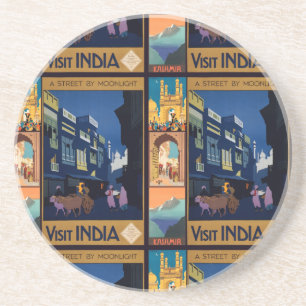 India Travel Poster collage coaster
