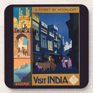 India Travel Poster collage coasters