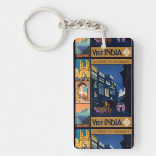India Travel Poster collage key chain
