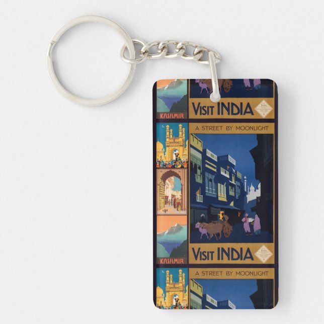 India Travel Poster collage key chain (Front)