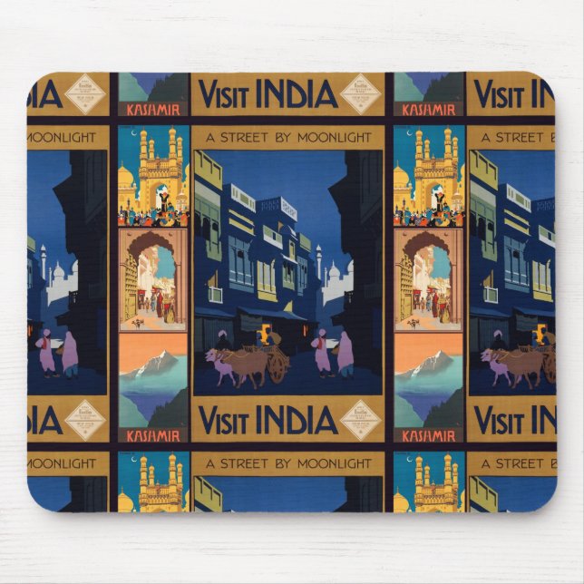India Travel Poster collage mousepad (Front)