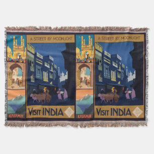 India Travel Poster collage throw blanket