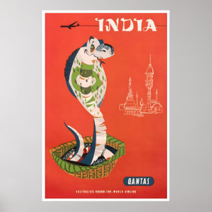 India Travel Poster Indian Art Print Qantas