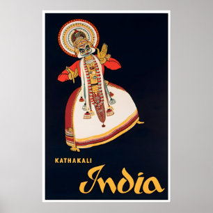 India Travel Poster Indian Dance Art Kathakali