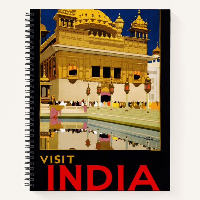 India travel poster indian vintage art notebook (Front)