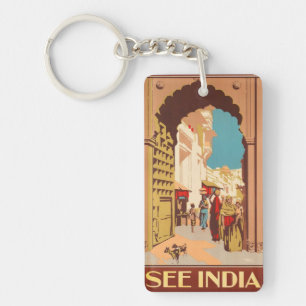 India Travel Poster key chain