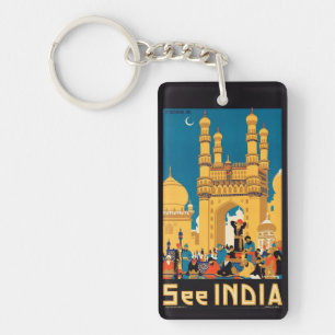 India Travel Poster key chain