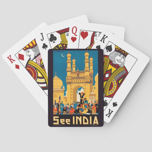 India Travel Poster playing cards (Back)