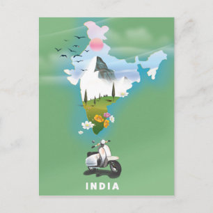 India travel poster postcard