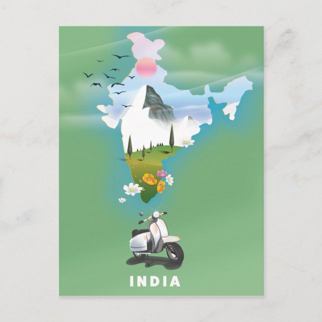 India travel poster postcard (Front)