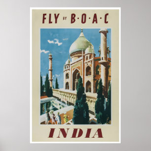 India Travel Poster Taj Mahal Art Indian Print
