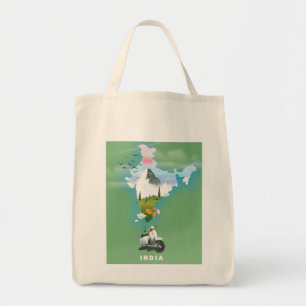 India travel poster tote bag