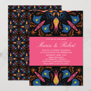 India Wedding Theme Elephant Floral Black Invitat Invitation