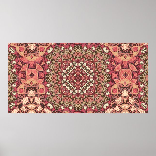 Indian abstract medallion pattern. Boho and gypsy  Poster (Front)