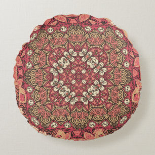 Indian abstract medallion pattern. Boho and gypsy  Round Cushion