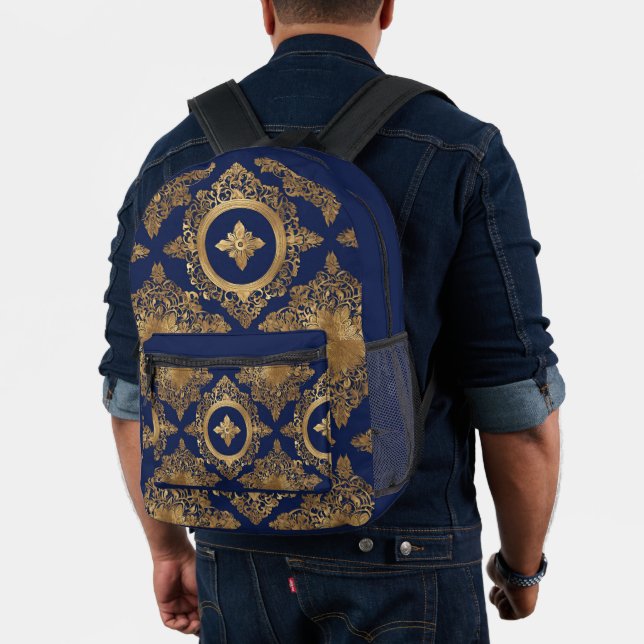Indian All over print Blue Gold Backpack (Insitu (Model))