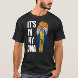 Indian And Barbadian Mix DNA Flag Heritage T-Shirt