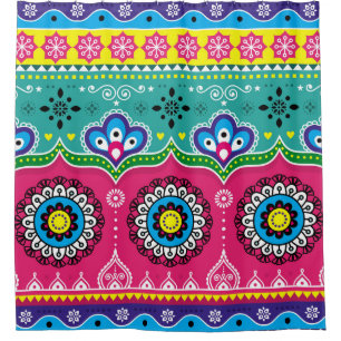 Indian and Pakistani truck art design, Jingle truc Shower Curtain