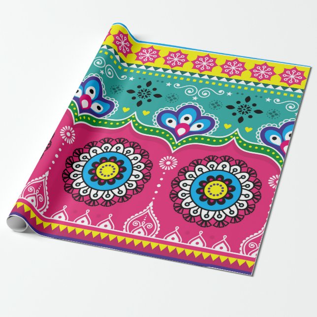 Indian and Pakistani truck art design, Jingle truc Wrapping Paper (Unrolled)