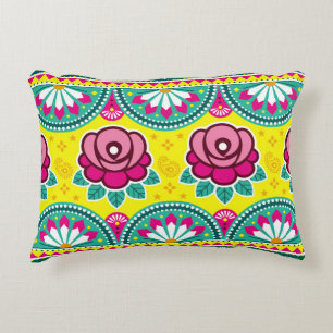 Indian and Pakistani truck art seamless long horiz Decorative Cushion