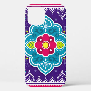 Indian and Pakistani truck art seamless pattern de iPhone 12 Case