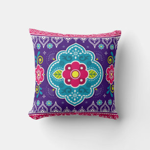 Indian and Pakistani truck art seamless pattern de Cushion