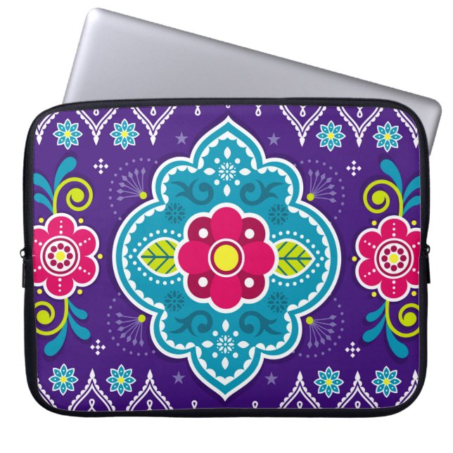Indian and Pakistani truck art seamless pattern de Laptop Sleeve (Front)