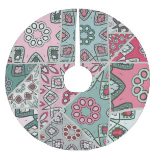 Indian Arabic Patchwork Quilt Vintage Brushed Polyester Tree Skirt