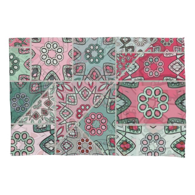 Indian Arabic Patchwork Quilt Vintage Pillowcase (Front)