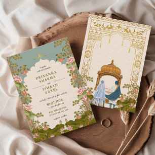 Indian Arch Floral Aesthetic Wedding Invitation