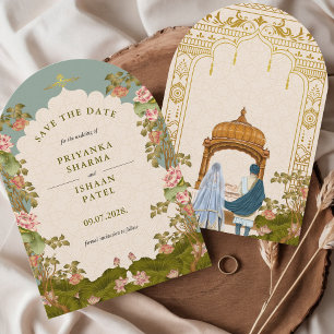 Indian Arch Floral Aesthetic Wedding Save The Date