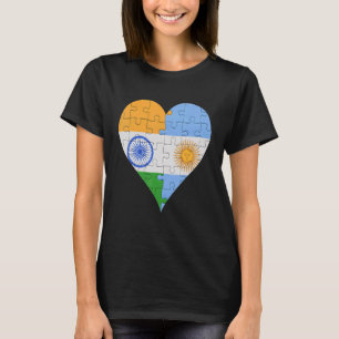 Indian Argentinian Flag Heart T-Shirt