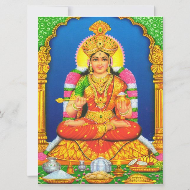 Indian Art Lakshmi Goddess Hindu Religion Card (Front)