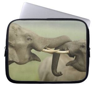 Indian Asian Elephants play Fighting Laptop Sleeve