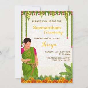 Indian Baby Shower Invitation Card, Seemantham 