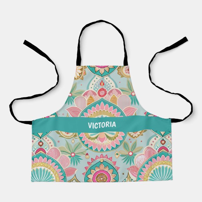 Indian Bazaar Pastel Custom Pattern Apron (Front)