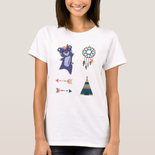 Indian Bear blue Fashing Teddy Feather Cute T-Shirt