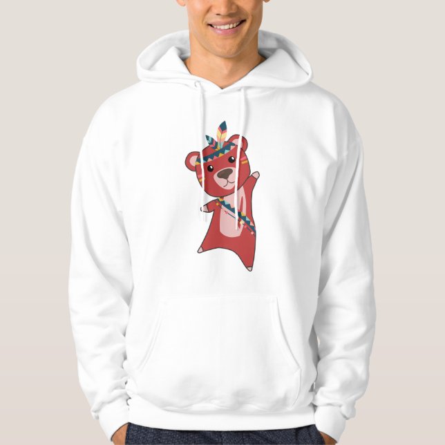 Indian Bear Fashing Teddy Feather Cute Hoodie (Front)