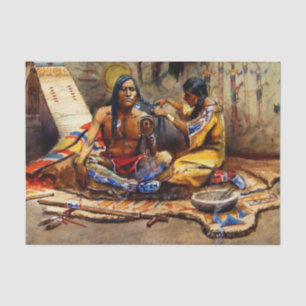 “Indian Beauty Parlor” by Charles M Russell Tissue Paper